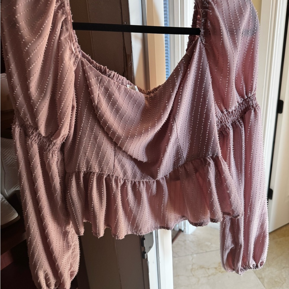 Astr Dusty Pink Textured Blouse